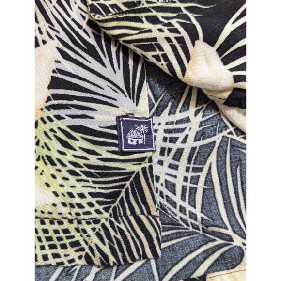 Caribbean Joe Hawaiian Shirt Mens Sz Large L Button Up Rayon Black Yellow Floral - Picture 6 of 10